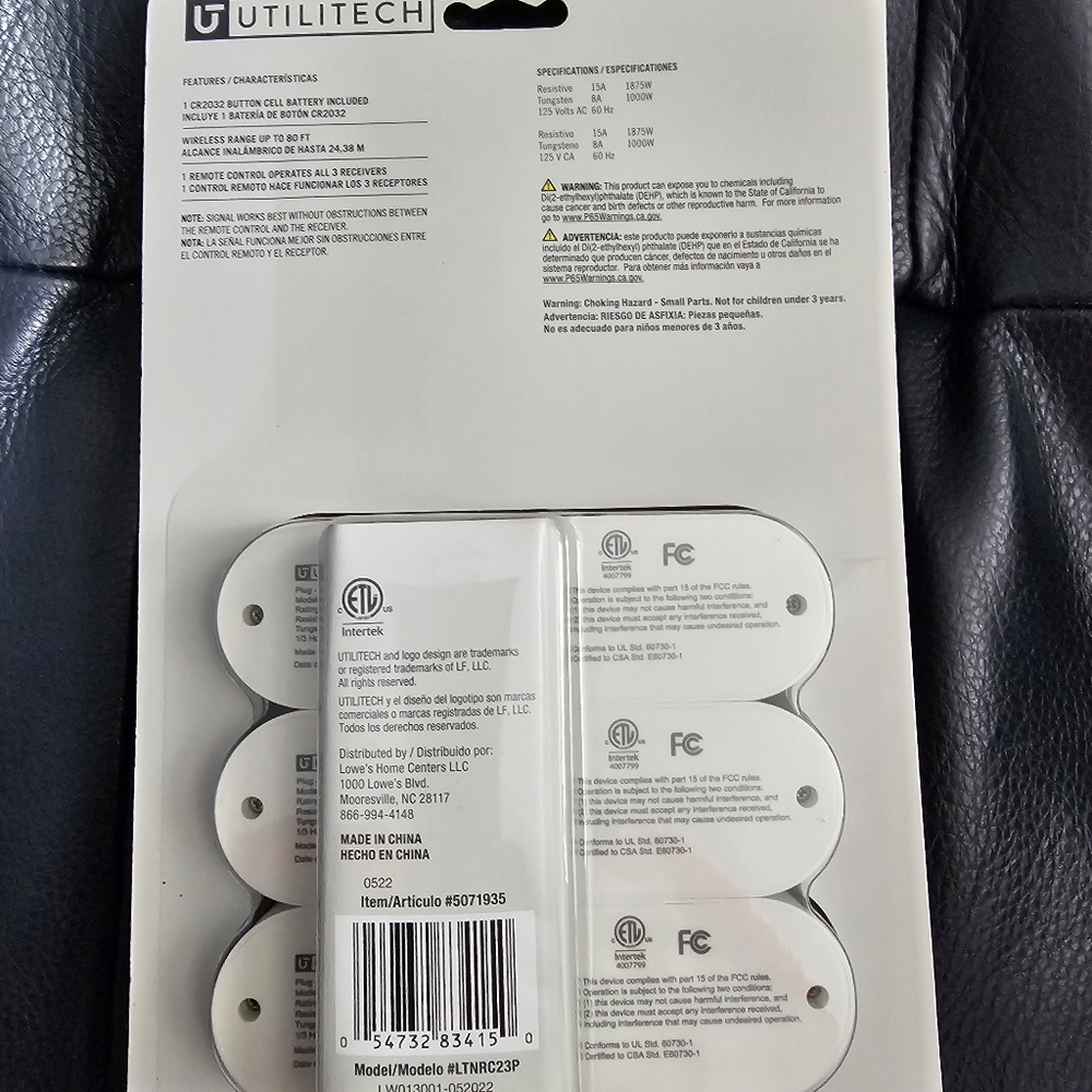 3 piece remote controlled  outlets.